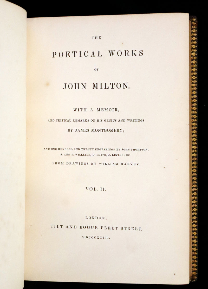 1843 Rare Book set - The Poetical Works of John Milton Illustrated