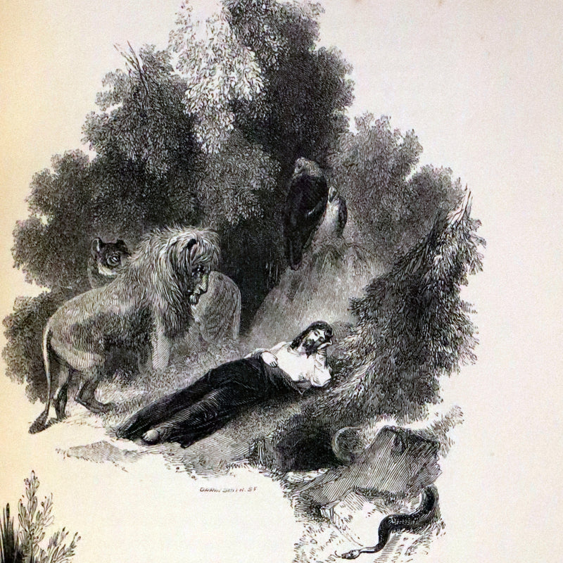 1843 Rare Book set - The Poetical Works of John Milton Illustrated