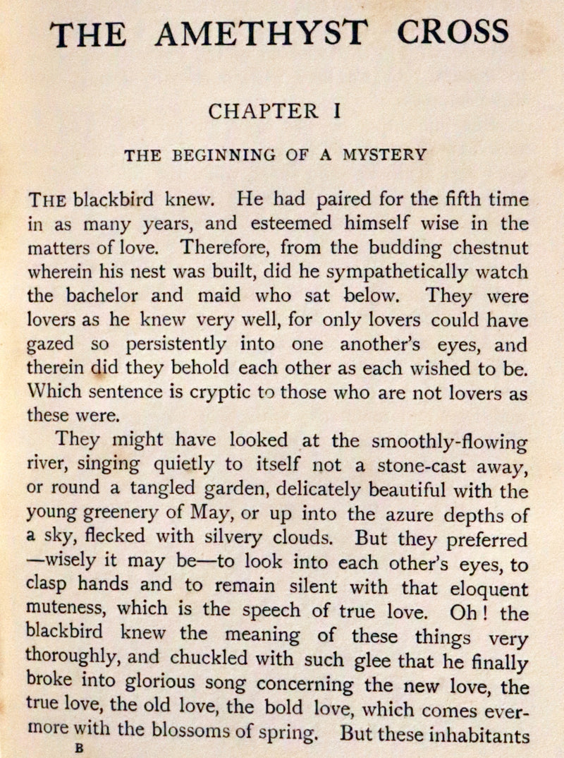 1909 Scarce First Edition - The Amethyst Cross by Fergus Hume, Illustrated