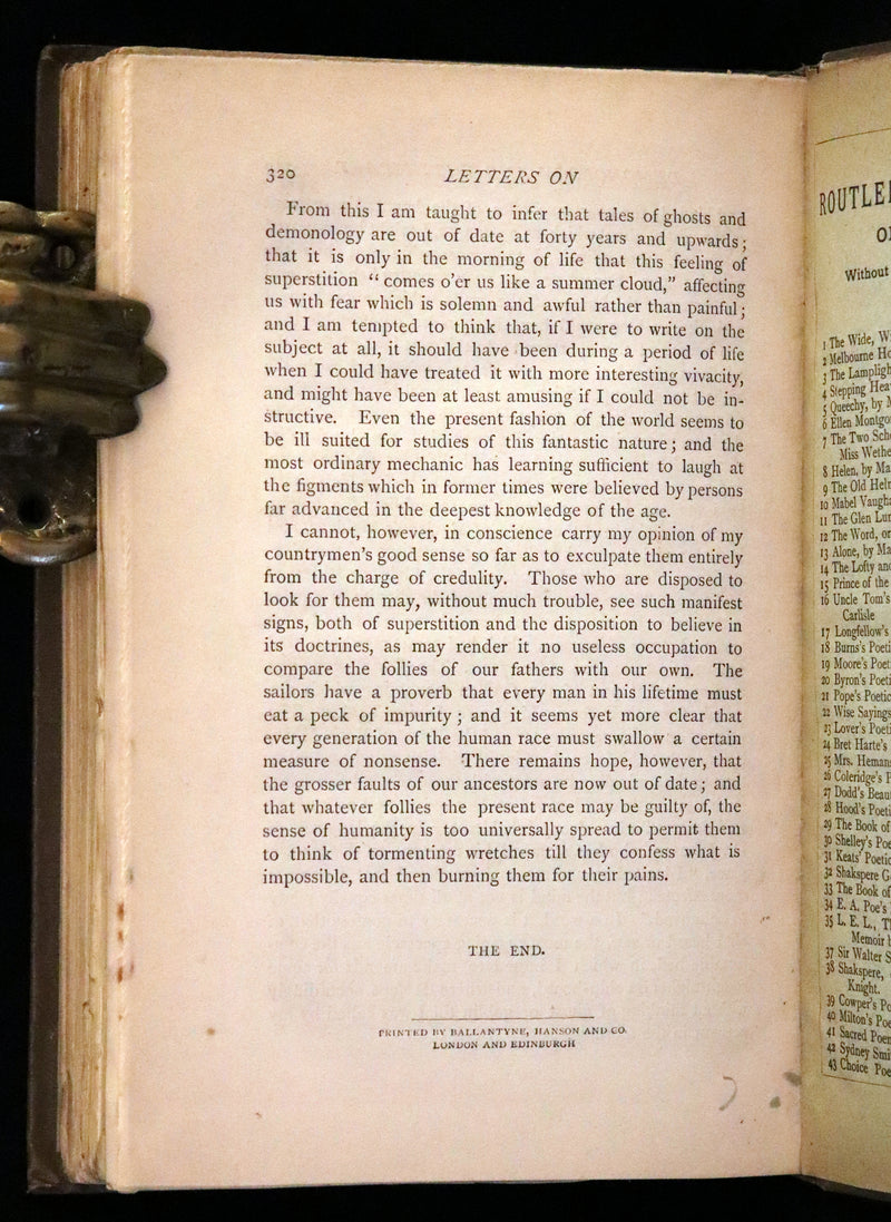 1884 Rare Book - Demonology and Witchcraft, Witches and Fairies by Walter Scott