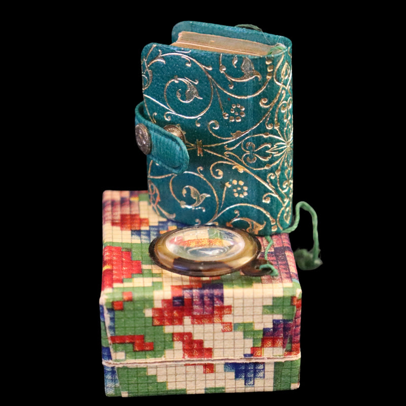 1920 Rare Miniature Arabic Book, The Koran, Quran by Steinbrener Magnifying Lens