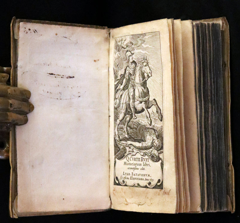 1633 Rare Latin Vellum Book - Histories of Alexander the Great with Map