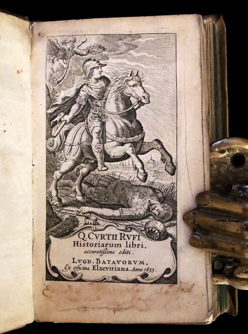 1633 Rare Latin Vellum Book - Histories of Alexander the Great with Map