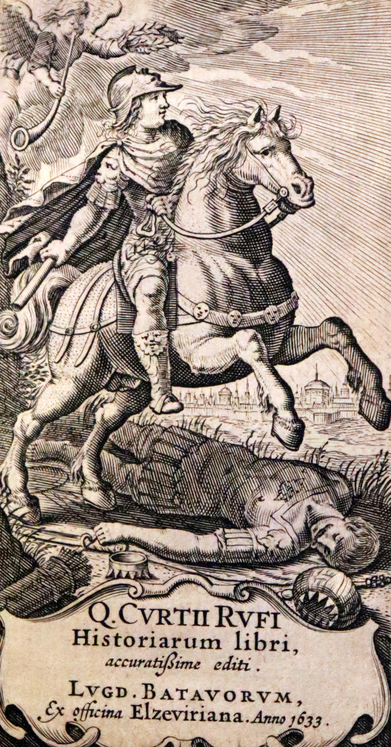 1633 Rare Latin Vellum Book - Histories of Alexander the Great with Map