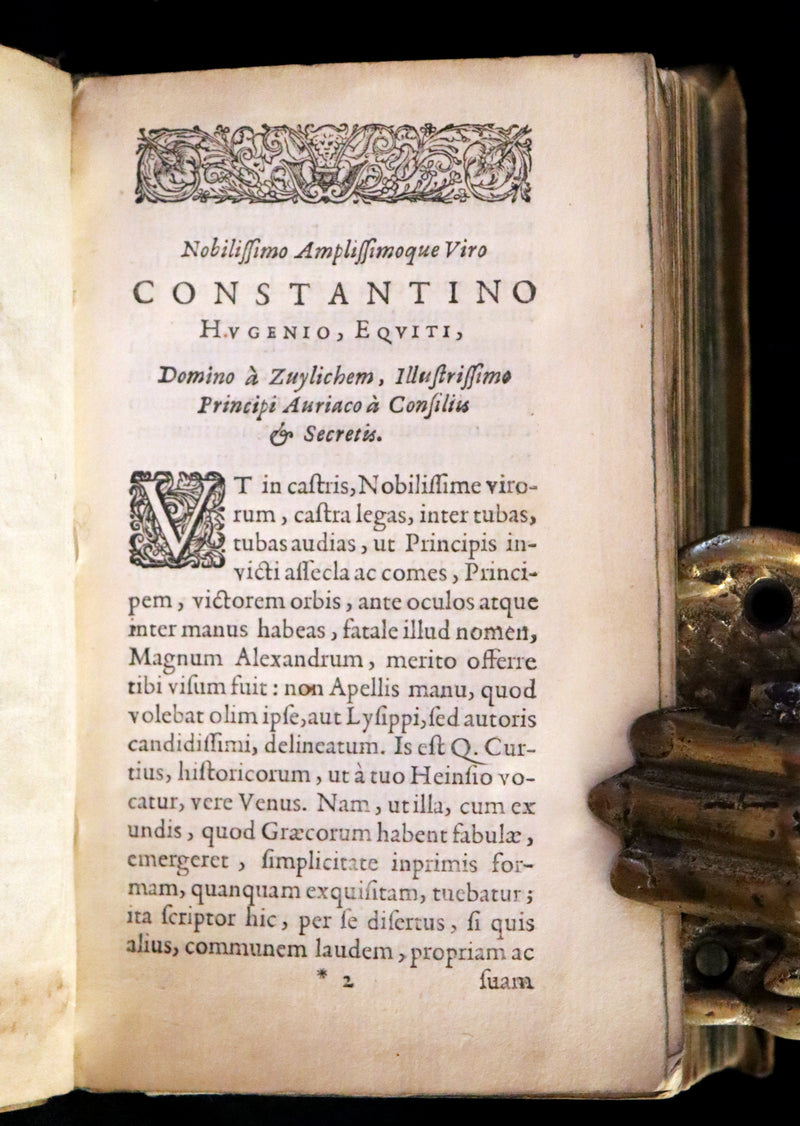 1633 Rare Latin Vellum Book - Histories of Alexander the Great with Map