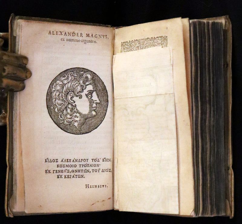 1633 Rare Latin Vellum Book - Histories of Alexander the Great with Map