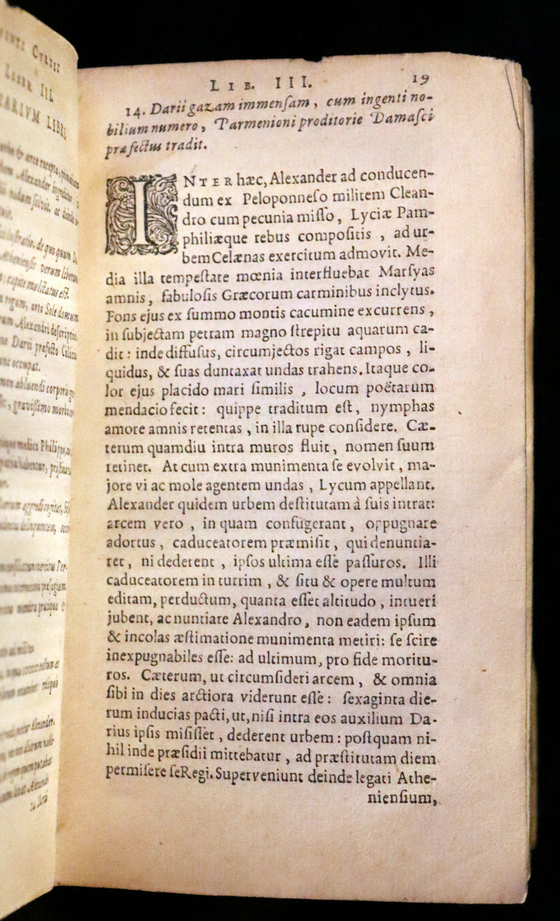 1633 Rare Latin Vellum Book - Histories of Alexander the Great with Map