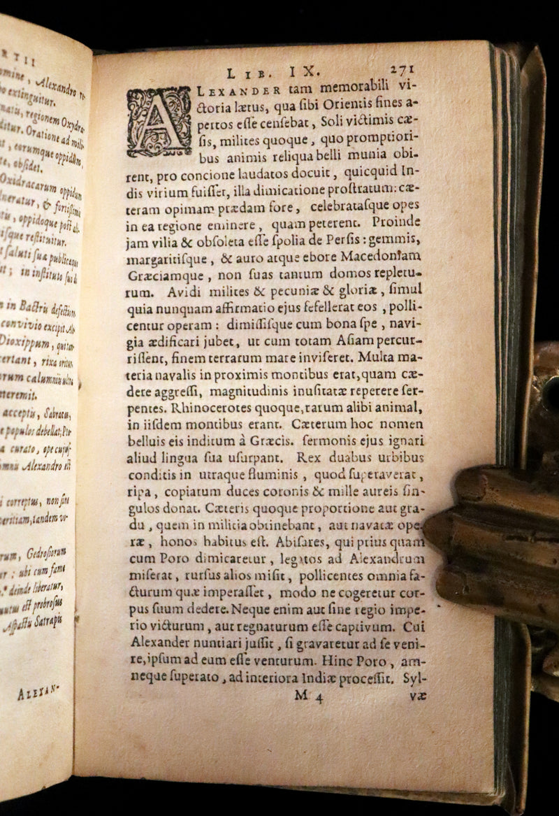 1633 Rare Latin Vellum Book - Histories of Alexander the Great with Map