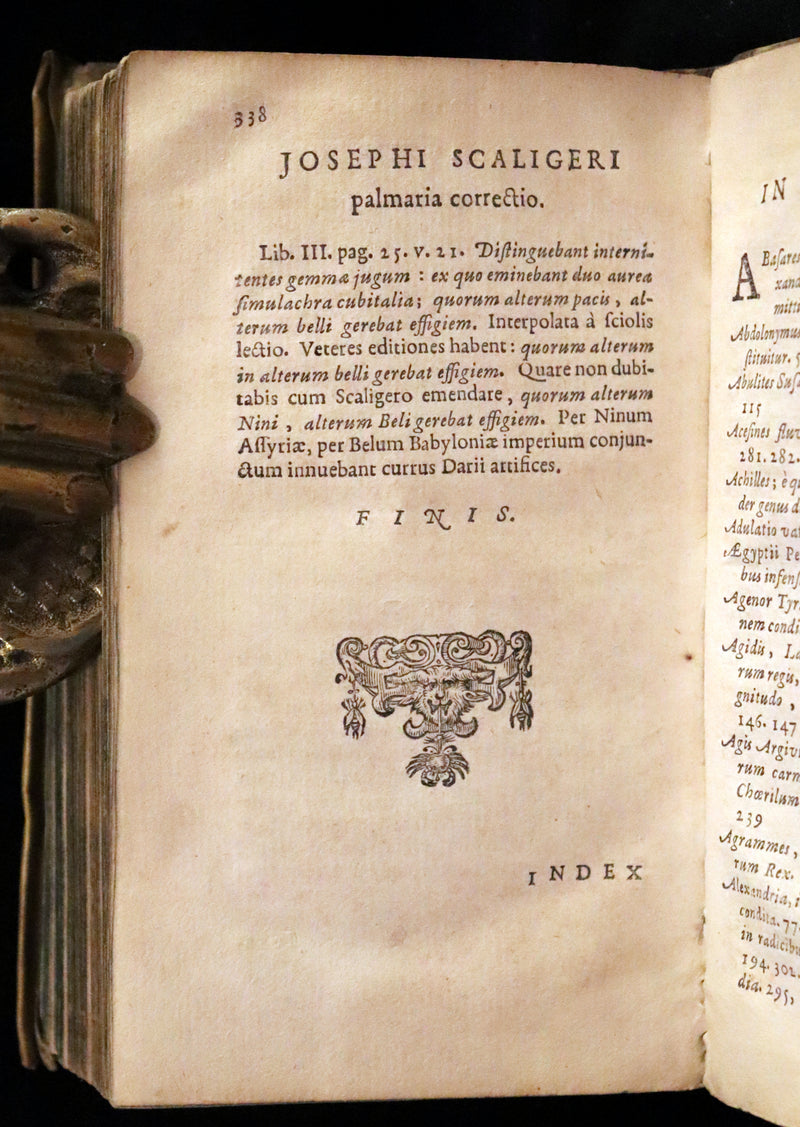 1633 Rare Latin Vellum Book - Histories of Alexander the Great with Map