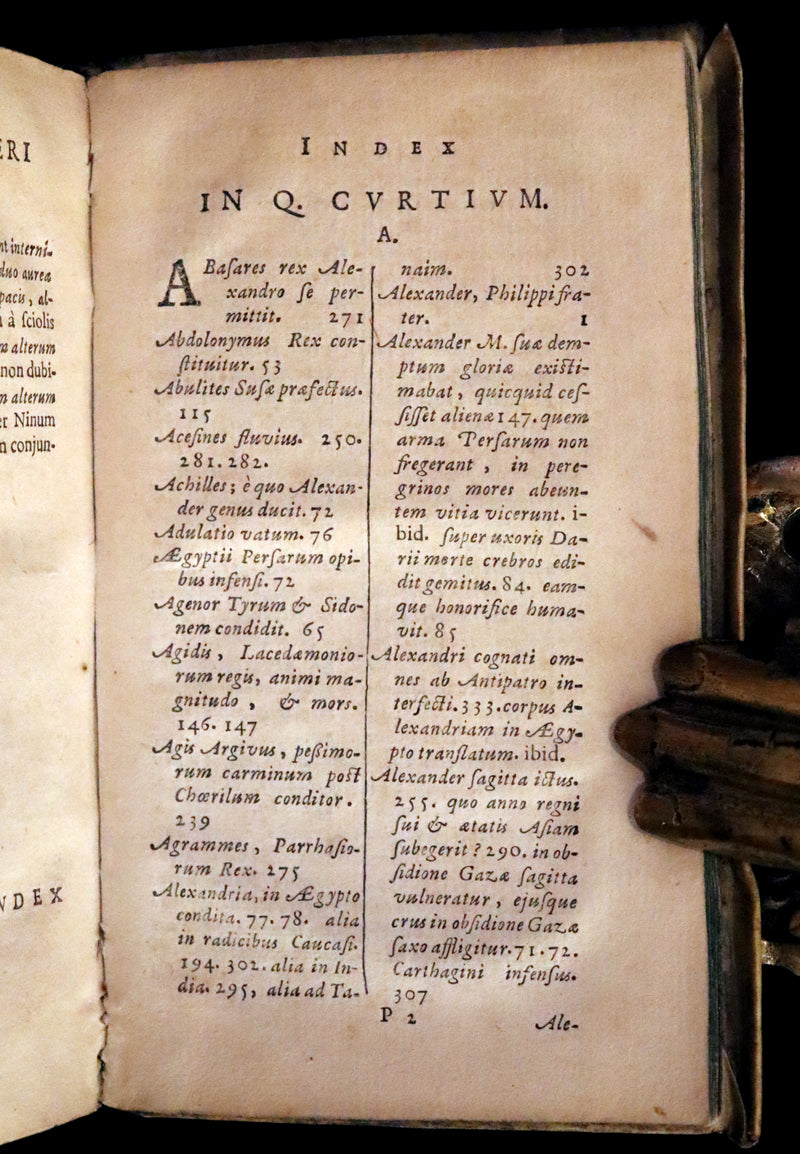 1633 Rare Latin Vellum Book - Histories of Alexander the Great with Map