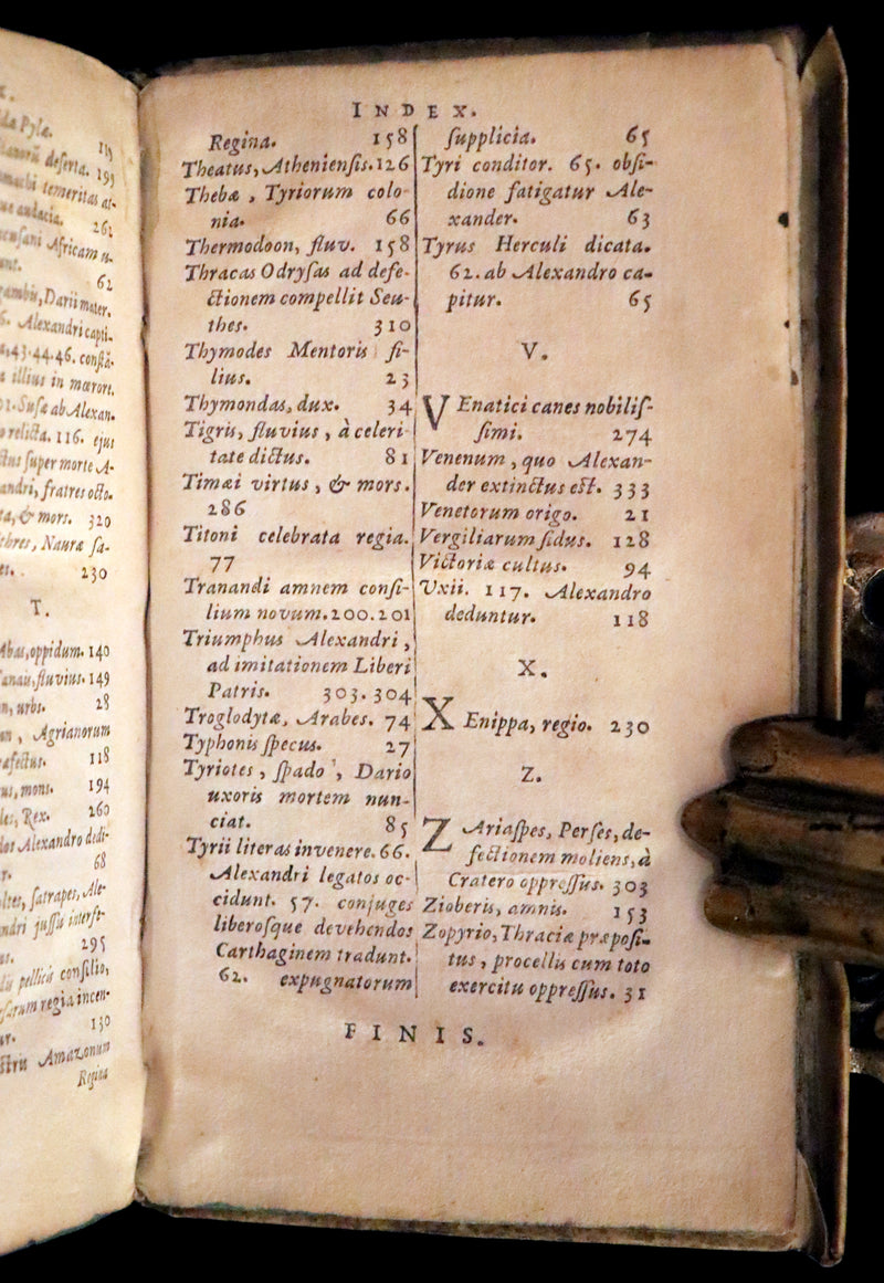 1633 Rare Latin Vellum Book - Histories of Alexander the Great with Map