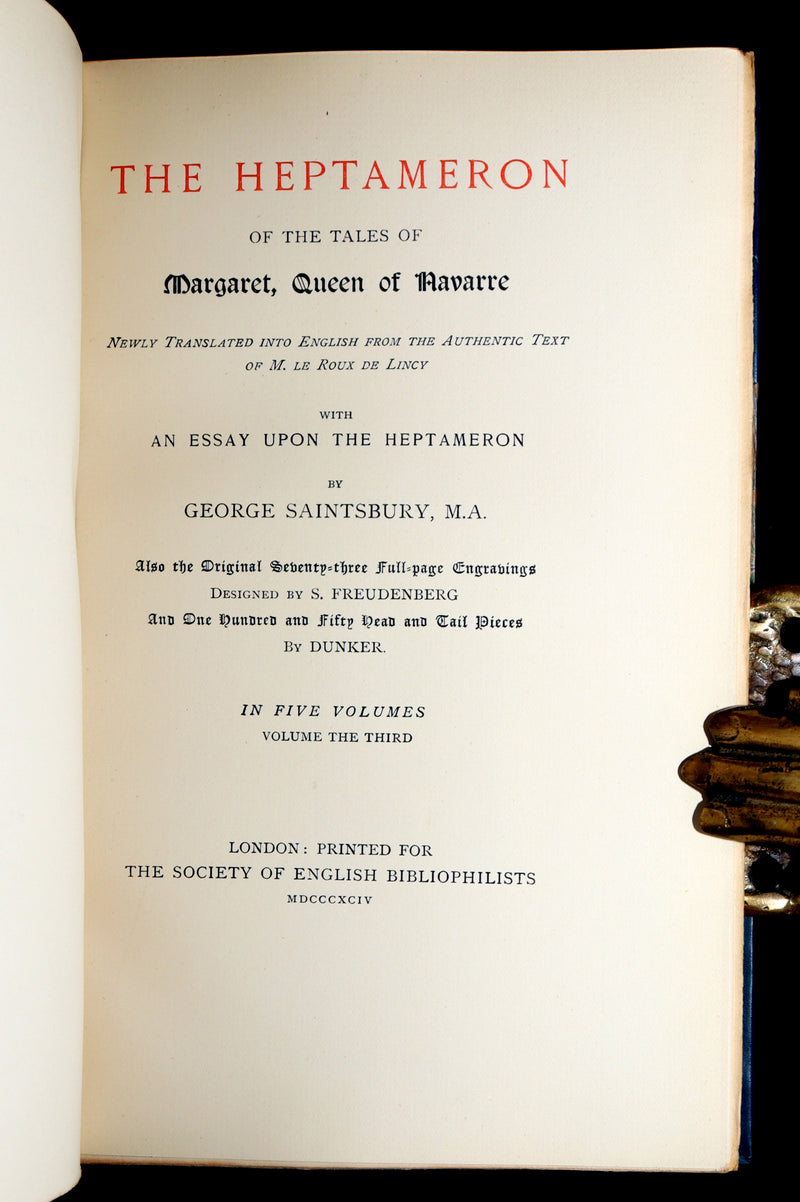 1894 Rare Book set - The Heptameron of the Tales of Margaret, Queen of Navarre