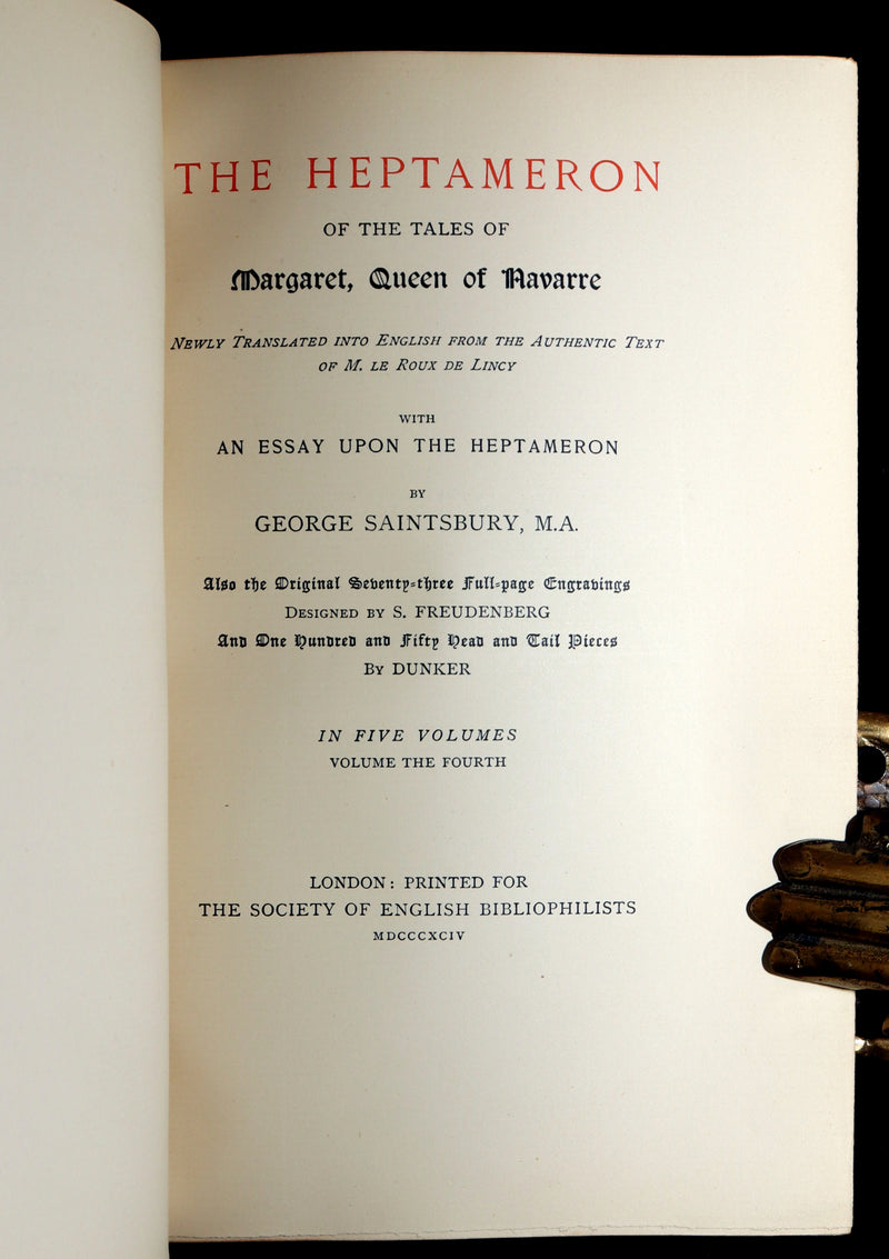 1894 Rare Book set - The Heptameron of the Tales of Margaret, Queen of Navarre
