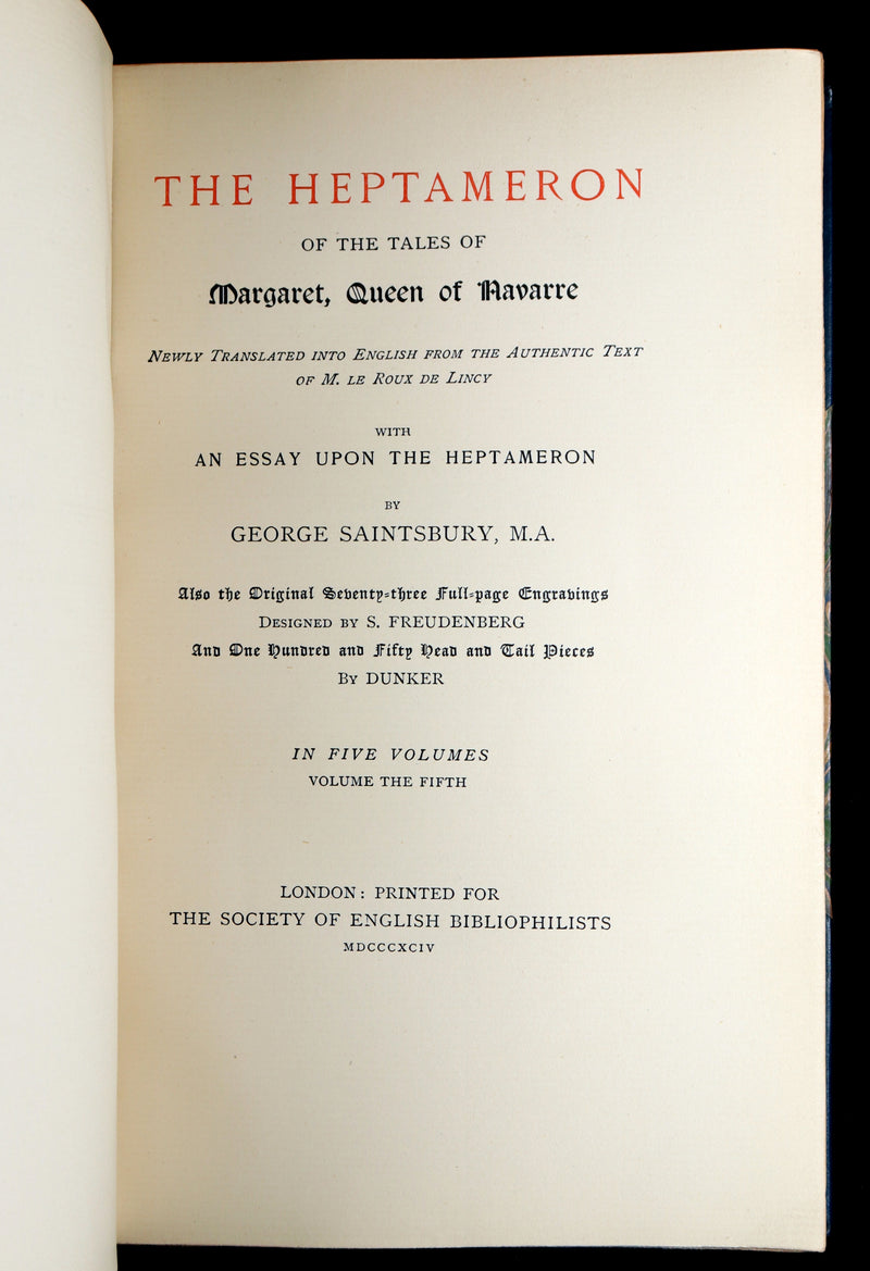 1894 Rare Book set - The Heptameron of the Tales of Margaret, Queen of Navarre