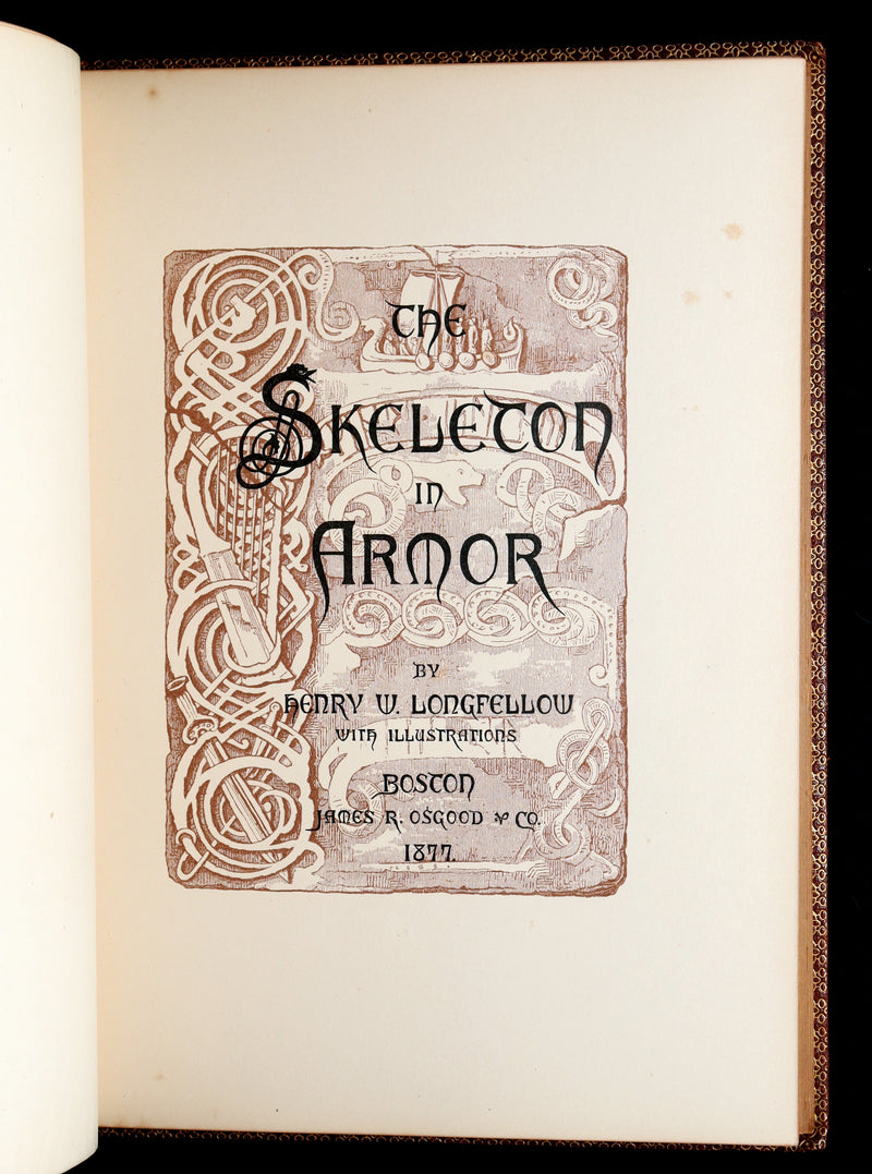 1877 Rare Book - The Skeleton in Armor, Norse Warrior Adventures by Longfellow