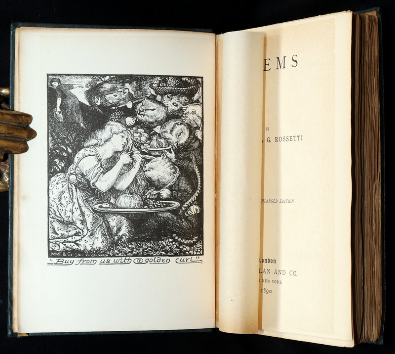 1890 Rare Book - Christina Rossetti's Poems with Goblin Market, Illustrated
