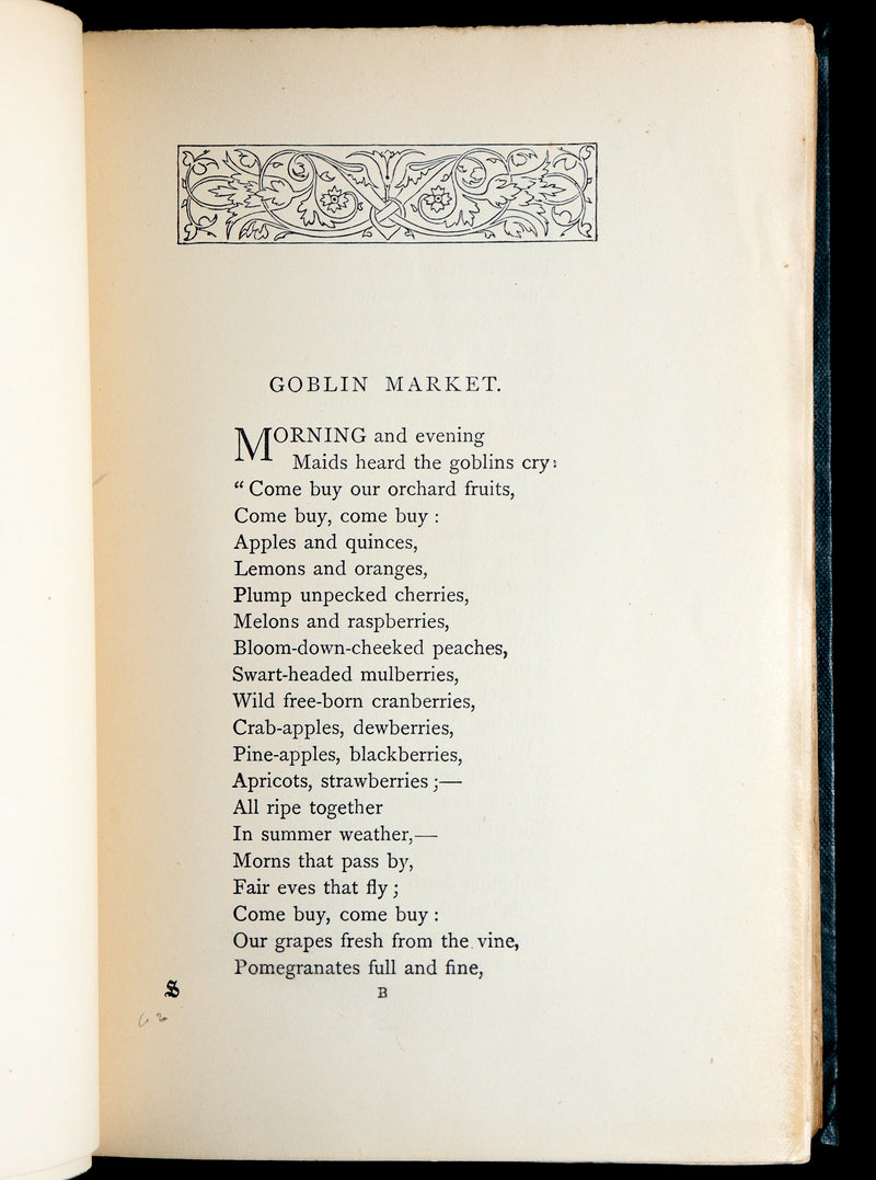 1890 Rare Book - Christina Rossetti's Poems with Goblin Market, Illustrated