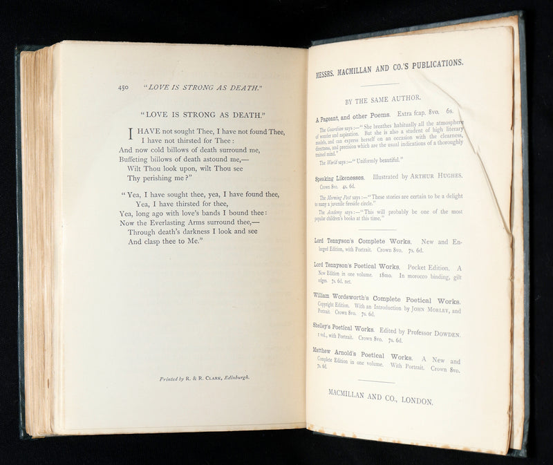1890 Rare Book - Christina Rossetti's Poems with Goblin Market, Illustrated