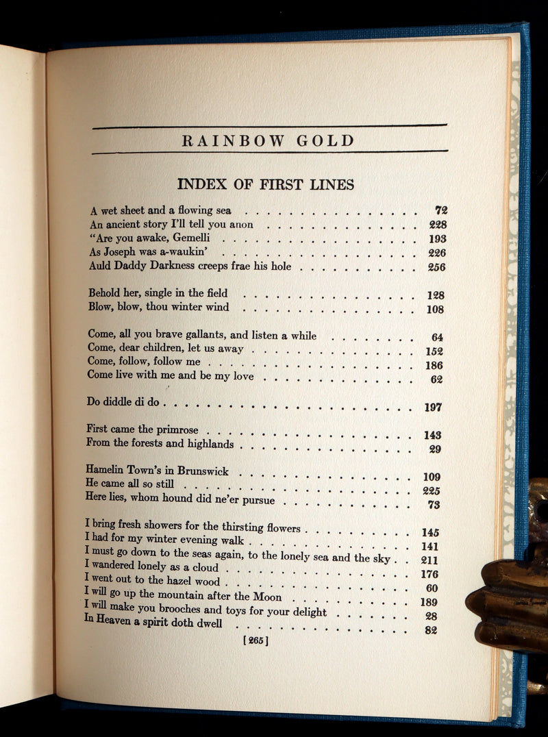 1927 Rare Book - Rainbow Gold by Sara Teasdale Illustrated by Dugald Walker