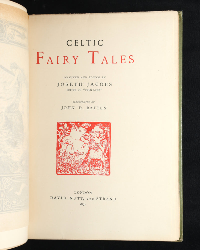 1892 Rare First Edition- Celtic Fairy Tales by J Jacobs Illustrated by JD Batten