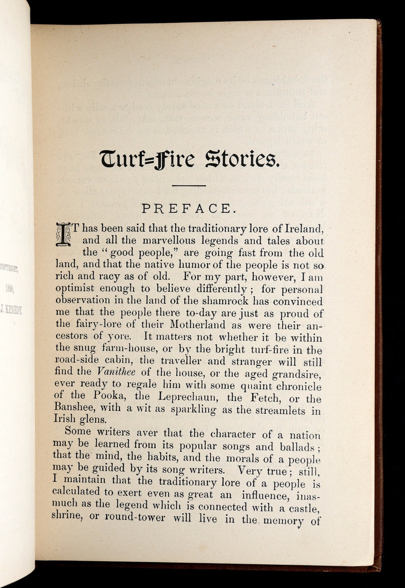 1890 Rare Book - Turf-Fire Stories and Fairy Tales of Ireland by Barry O’Connor