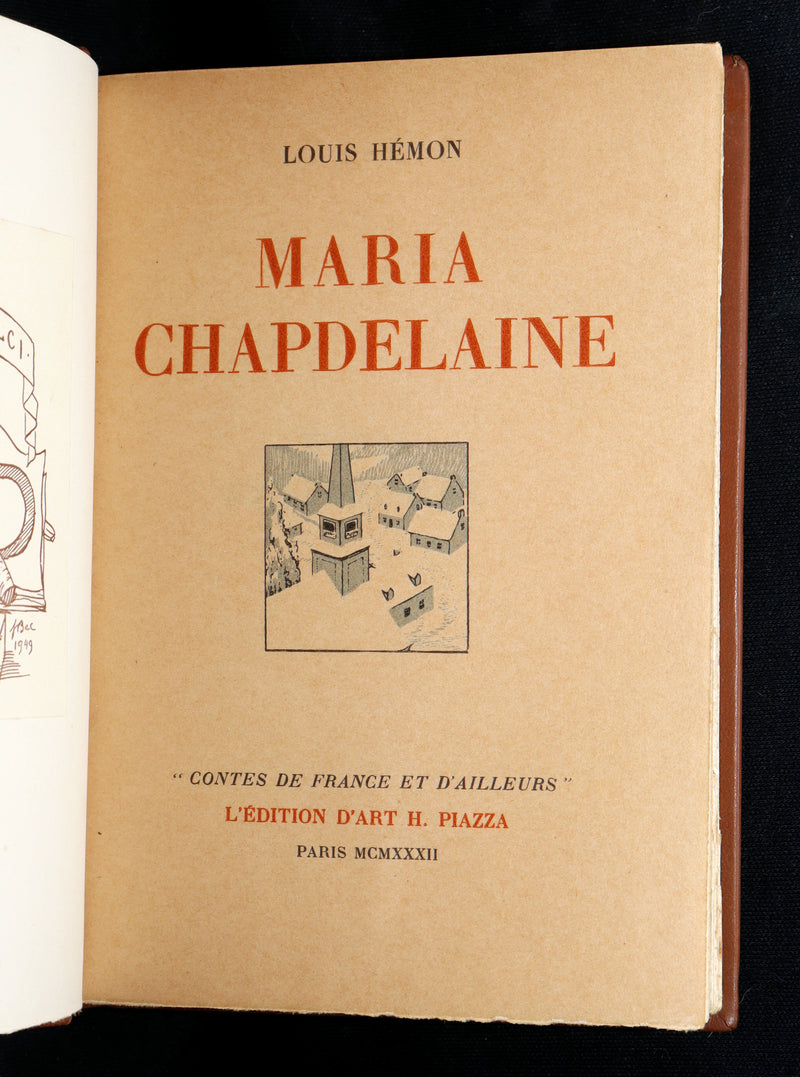 1932 Rare French Edition - Maria Chapdelaine by L. Hemon illustrated by J. Droit