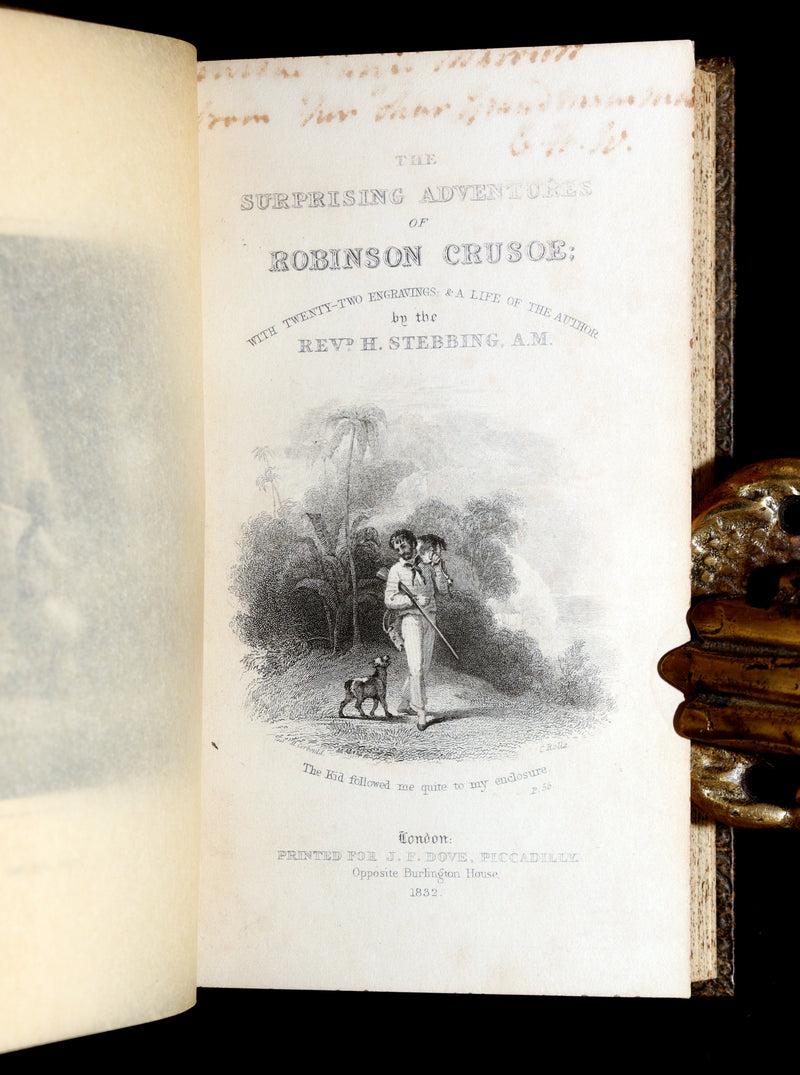 1832 Rare Book in Bayntun Binding - Surprising Adventures of Robinson Crusoe
