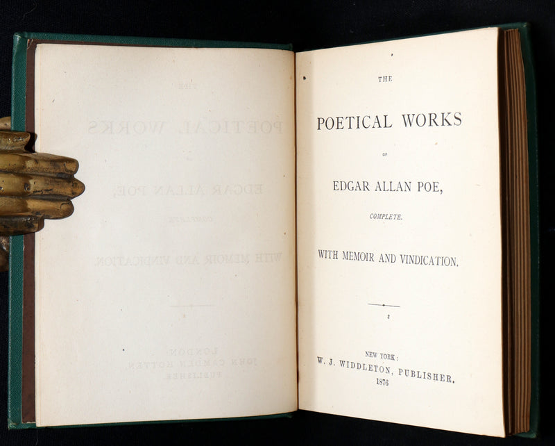 1876 Rare Book - The Poetical Works of Edgar Allan Poe, Complete. With Memoir