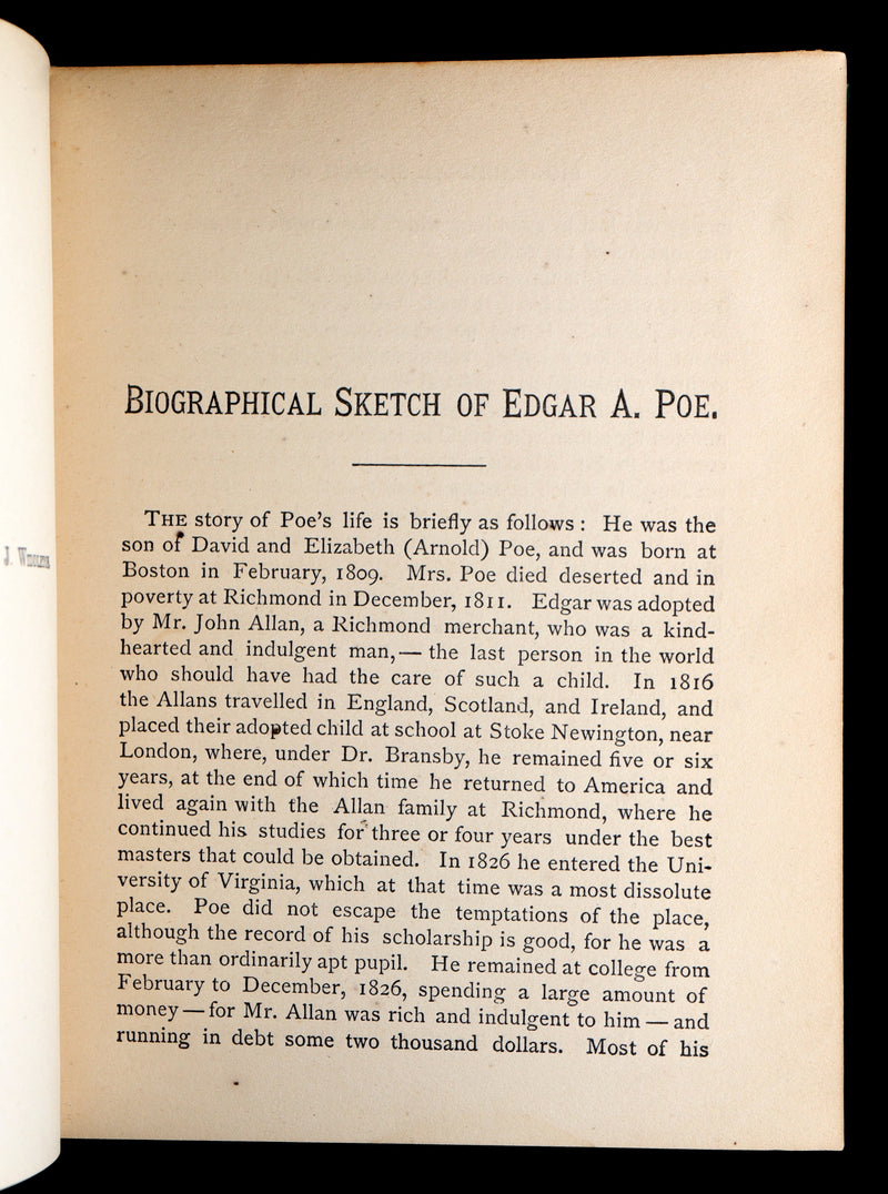 1876 Rare Book - The Poetical Works of Edgar Allan Poe, Complete. With Memoir