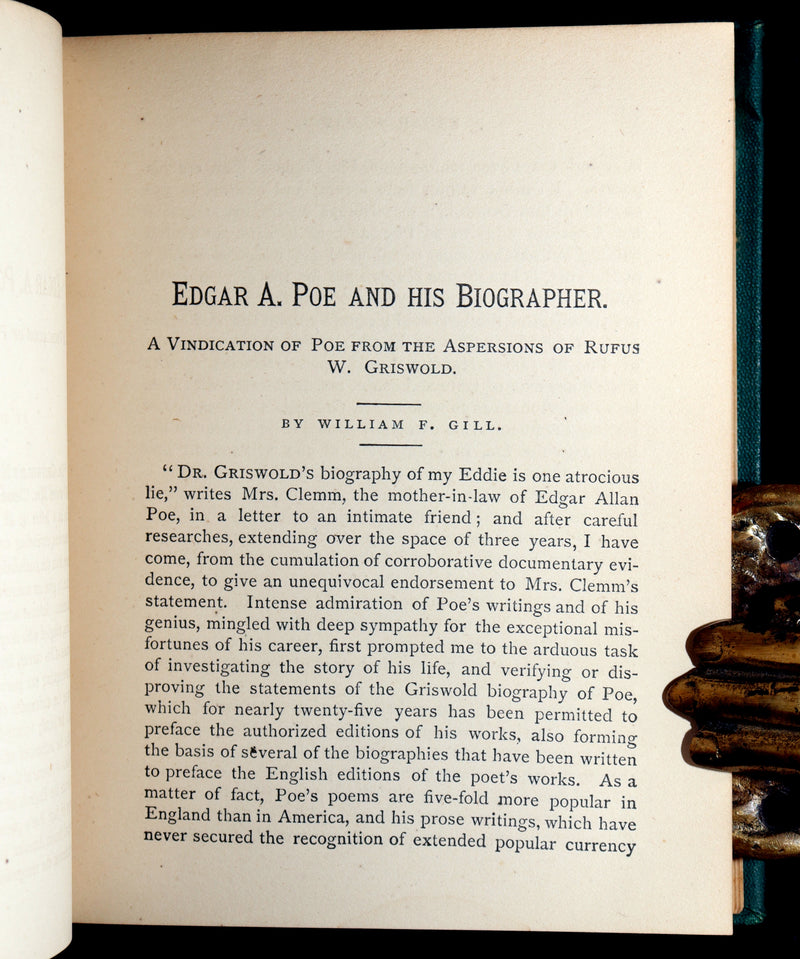 1876 Rare Book - The Poetical Works of Edgar Allan Poe, Complete. With Memoir