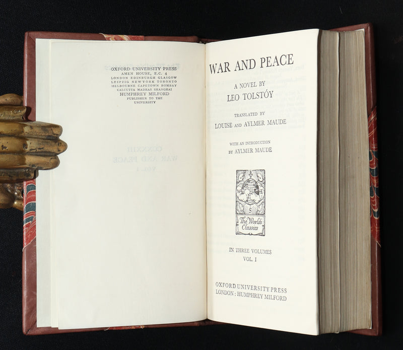 1933 Rare Book - War and Peace by Leo Tolstoy. Complete 3 volumes in One