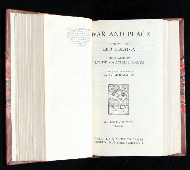 1933 Rare Book - War and Peace by Leo Tolstoy. Complete 3 volumes in One