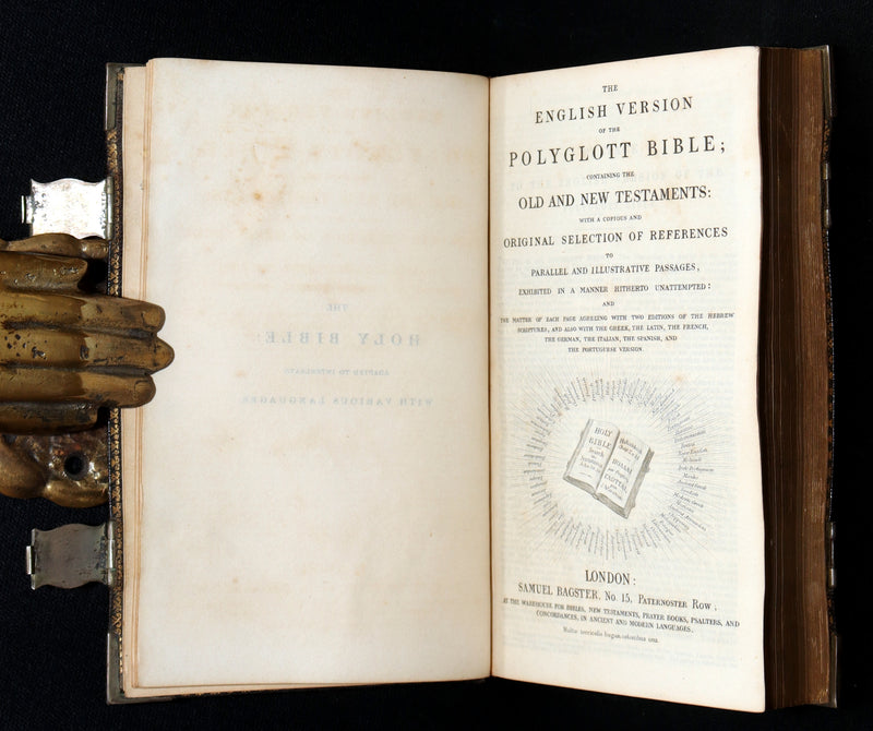1850 Rare Book with clasps - The Polyglott Bible; Old and New Testaments