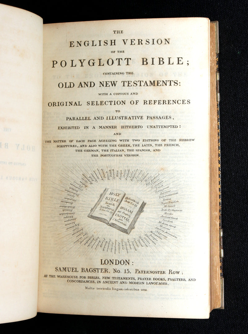 1850 Rare Book with clasps - The Polyglott Bible; Old and New Testaments