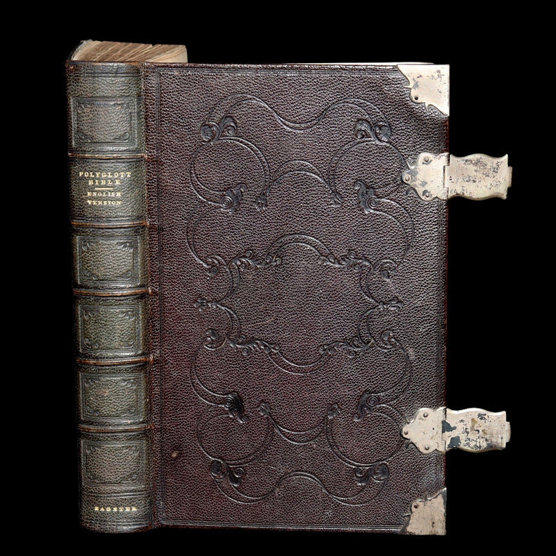1850 Rare Book with clasps - The Polyglott Bible; Old and New Testaments