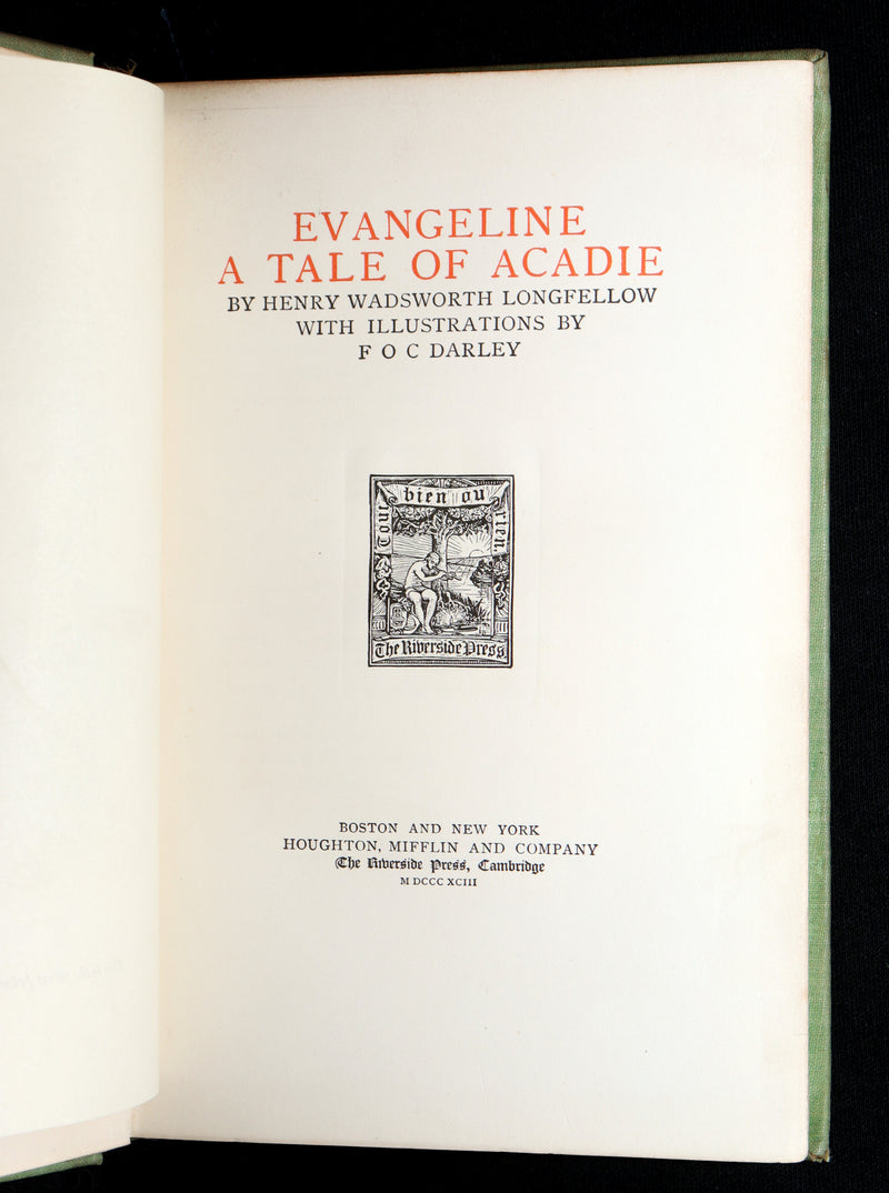 1893 Rare Book - Evangeline, A Tale of Acadie illustrated by F O C Darley
