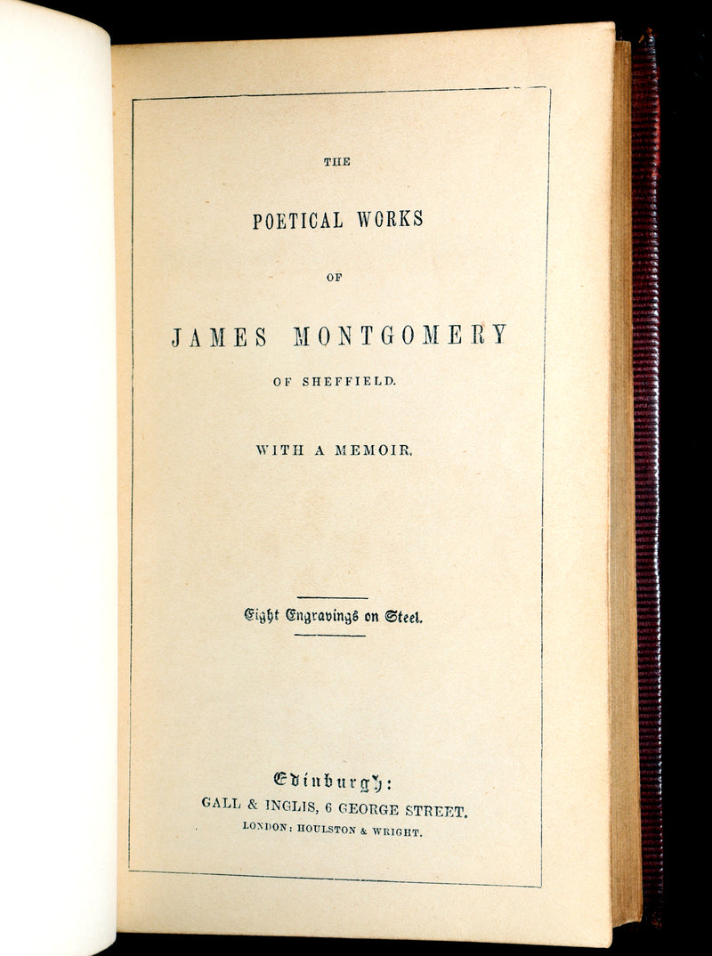 1860 Rare Book- The Poetical Works of James Montgomery of Sheffield, illustrated