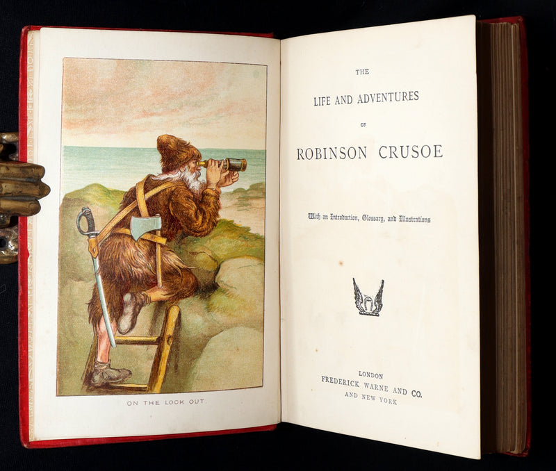 1890 Rare Book - The Life and Adventures of Robinson Crusoe by Daniel Defoe