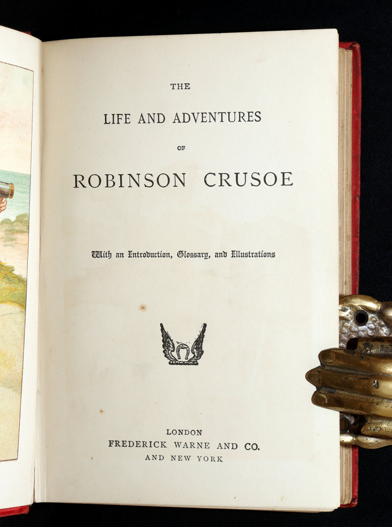 1890 Rare Book - The Life and Adventures of Robinson Crusoe by Daniel Defoe