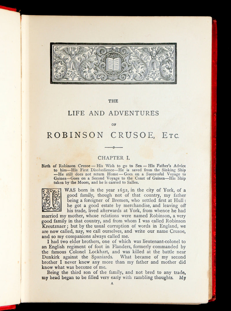 1890 Rare Book - The Life and Adventures of Robinson Crusoe by Daniel Defoe