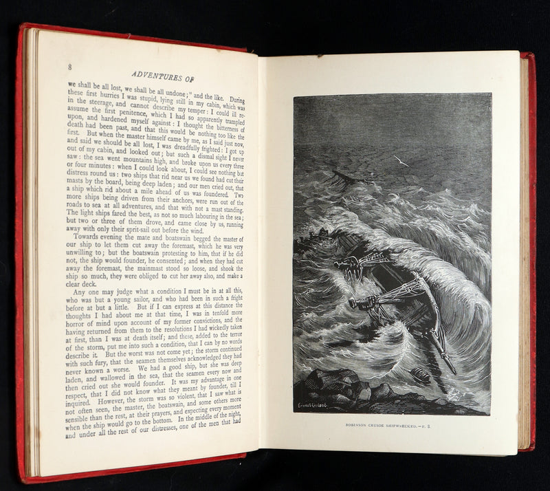1890 Rare Book - The Life and Adventures of Robinson Crusoe by Daniel Defoe