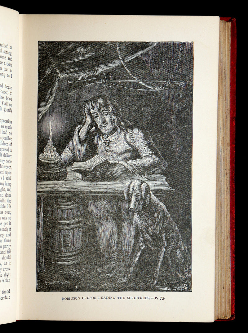 1890 Rare Book - The Life and Adventures of Robinson Crusoe by Daniel Defoe