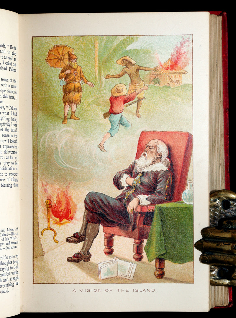 1890 Rare Book - The Life and Adventures of Robinson Crusoe by Daniel Defoe