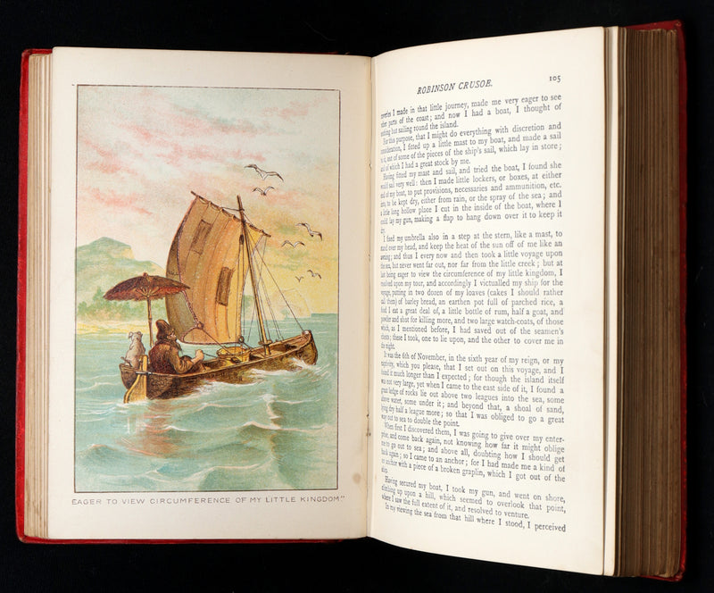 1890 Rare Book - The Life and Adventures of Robinson Crusoe by Daniel Defoe