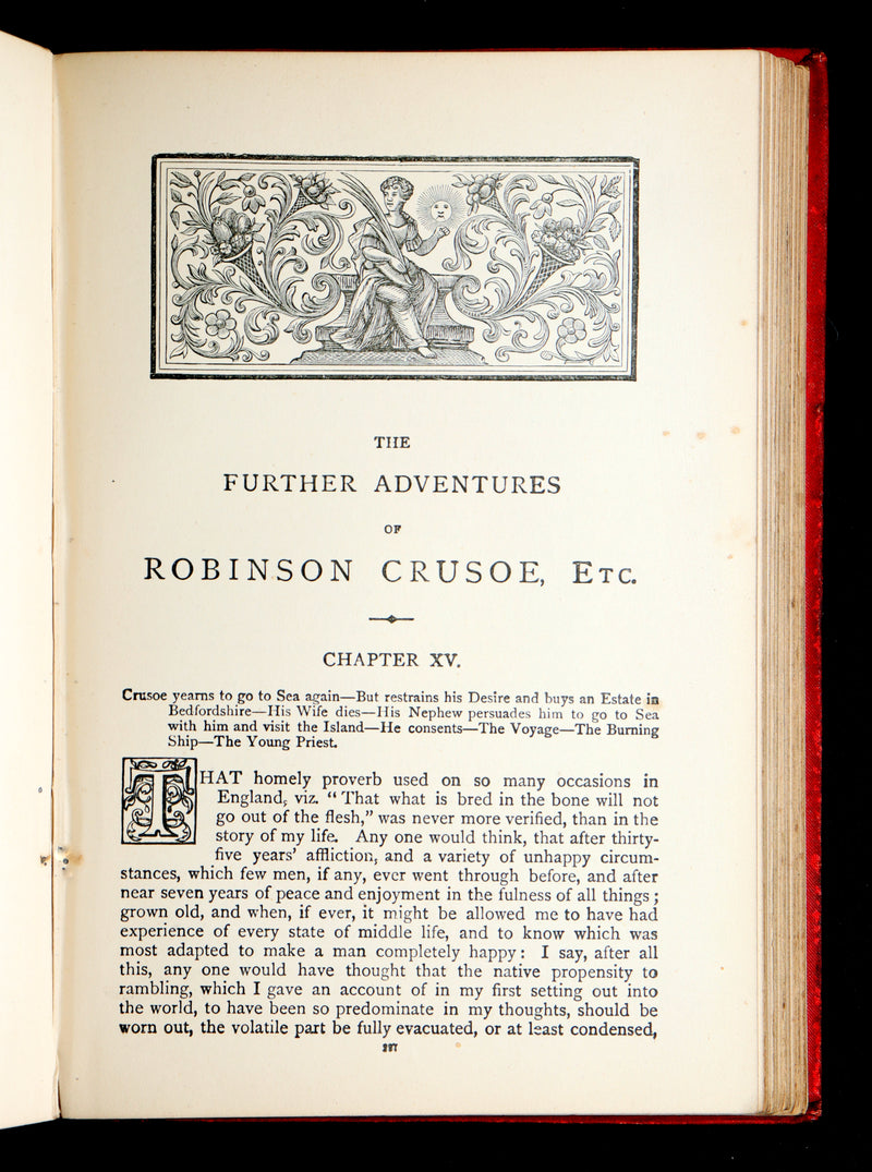 1890 Rare Book - The Life and Adventures of Robinson Crusoe by Daniel Defoe
