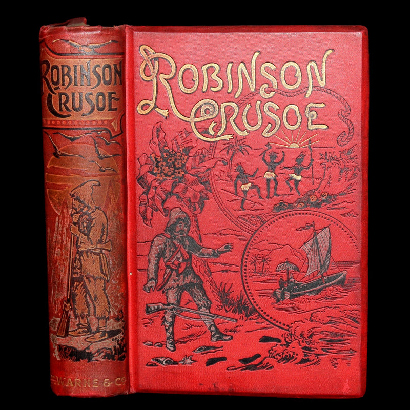 1890 Rare Book - The Life and Adventures of Robinson Crusoe by Daniel Defoe