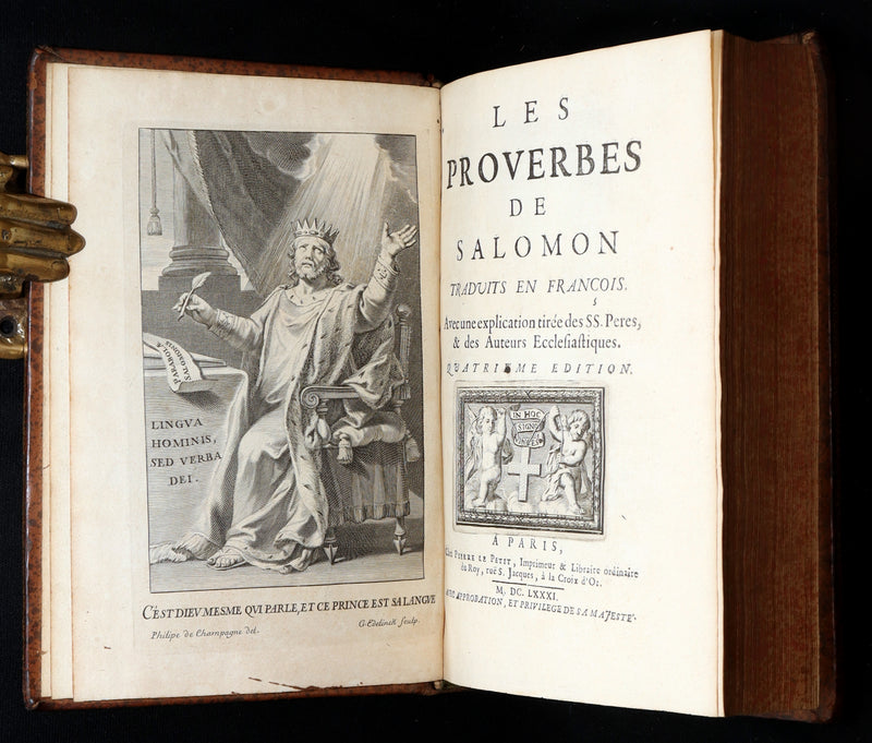1681 Rare Latin French Book - Solomon Book of Proverbs from the Old Testament