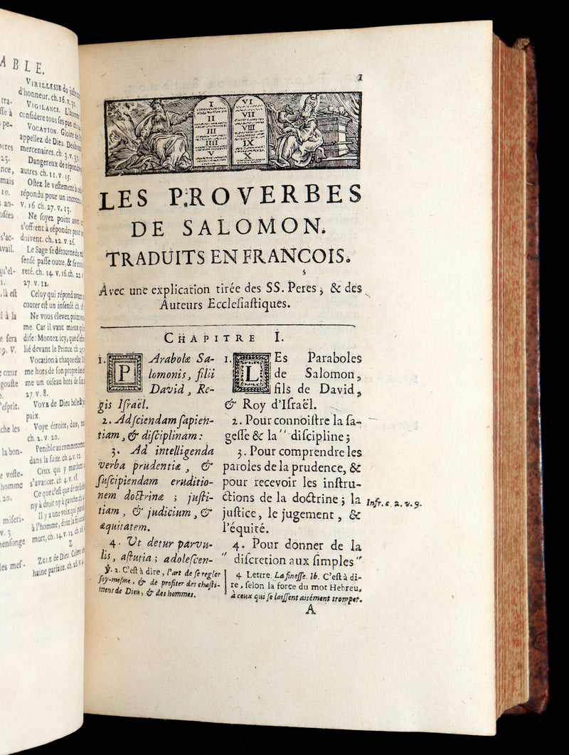 1681 Rare Latin French Book - Solomon Book of Proverbs from the Old Testament
