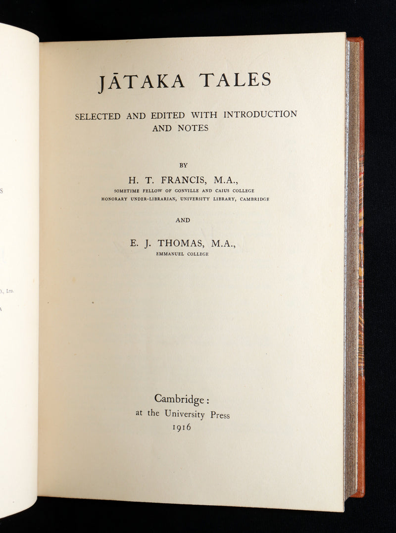 1916 First Edition - Jataka Tales on  lives of the Buddha by Francis and Thomas