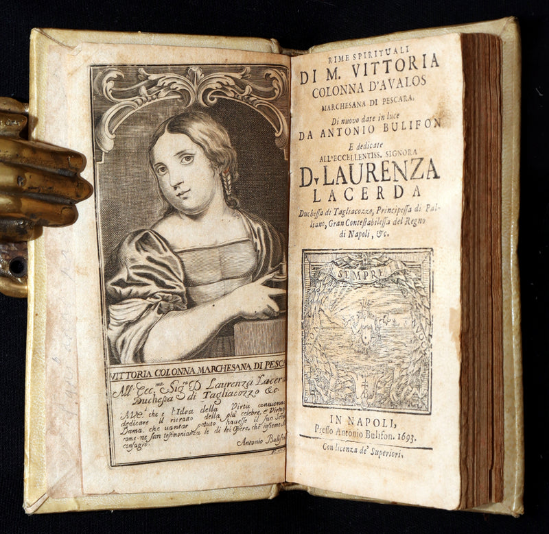 1693 Scarce Italian Poetry Book - Rime Spirituali by Vittoria Colonna, Naples